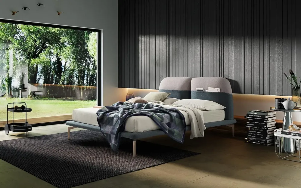 Novaluna Letto imbottito con gambe Thaiti a prezzo scontato- Letti