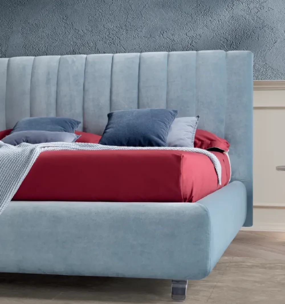 Letto imbottito con giroletto Ginevra a prezzo scontato^Novaluna Sale