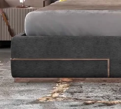 Md work Letto imbottito con giroletto Letto acciaio oro rosa a prezzo scontato- Letti