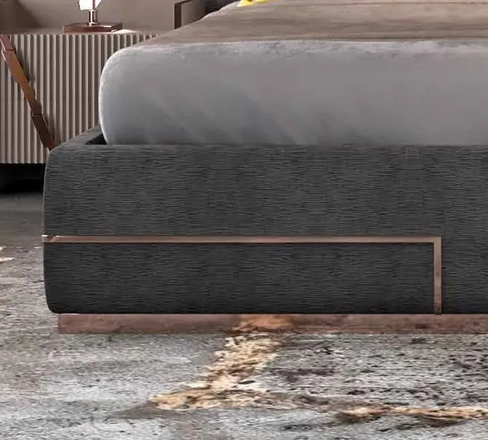 Md work Letto imbottito con giroletto Letto acciaio oro rosa a prezzo scontato- Letti