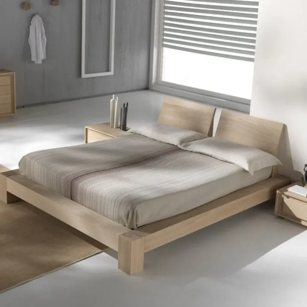 Md work Letto in legno con giroletto Letto in pieno rovere spazzolato a prezzo ribassato- Letti