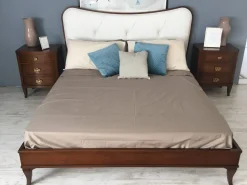 Discount Letto in legno con piedini Letto mimose mod. nuvola tinta classica ed ecopelle bianca  a prezzo scontato Letti