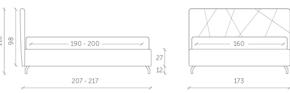 Stilfar Italia Letto matrimoniale con piedini Chiara con rete di struttura a prezzo riservato- Letti