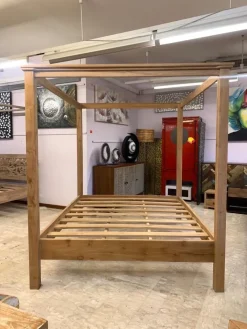 Outlet Etnico Letto matrimoniale Letto baldacchino in teak massello con un ribasso IMPERDIBILE- Letti
