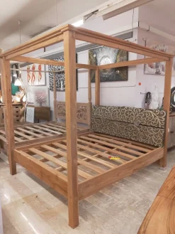 Outlet Etnico Letto matrimoniale Letto baldacchino in teak massello con un ribasso IMPERDIBILE- Letti