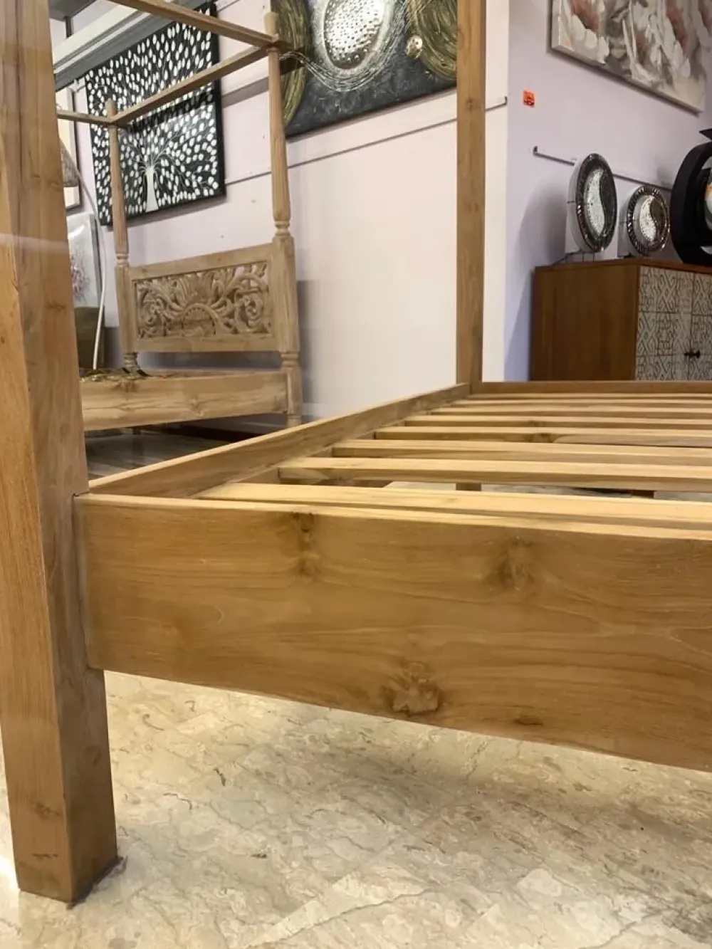 Outlet Etnico Letto matrimoniale Letto baldacchino in teak massello con un ribasso IMPERDIBILE- Letti