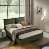 Clearance Letto matrimoniale moderno Letto matrimoniale mod.bristol completo di box-contenitore rivestito in tessuto colore verde in promo-sconto del 35% a prezzo ribassato Letti