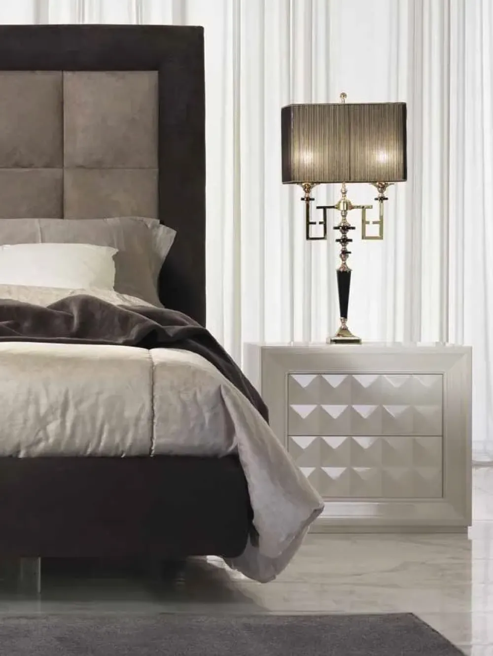 Sale Letto matrimoniale moderno Letto scamosciato a prezzo scontato Letti