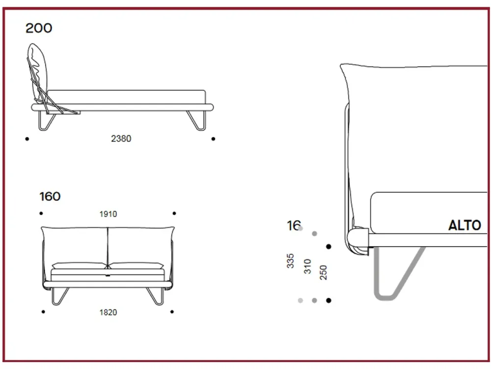 Artigianale Letto moderno con piedini Zenit di alto letti tessili a prezzo scontato- Letti