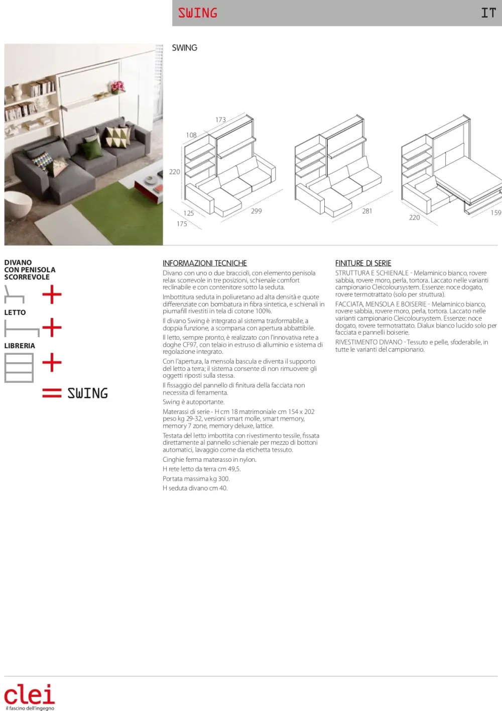 Clei LETTO Promo sul nuovo letto swing a PREZZI OUTLET- Letti
