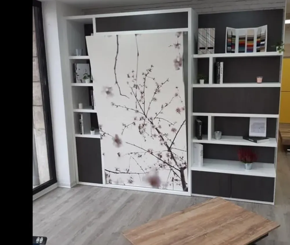 Letto singolo a scomparsa Letto a scomparsa con serigrafia a prezzo scontato^Artigianale Online