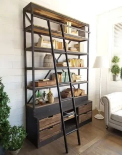 Collezione esclusiva Libreria in legno scontata -44%: scopri Libreria industrial c/scala- Librerie