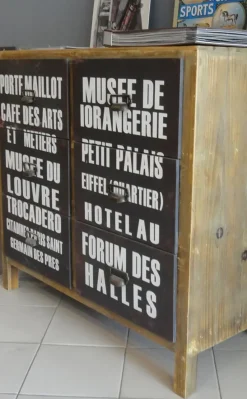 Madia a cassetti dipinta con scritte scontata del -60%^Collezione esclusiva Best