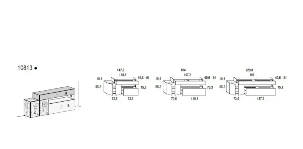 Lago Madia di in legno Madia 10813 a prezzo Outlet- Madie