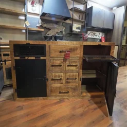 Discount Madia di in legno Madia industrial  jacpa con casetti legno e ante metallo   a prezzo Outlet Madie