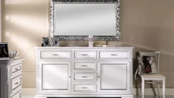 Artigianale Madia in legno stile classico Mobile-credenza laccato con profili argento scontato del 40%- Madie