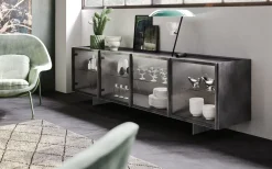 Madia in stile design Vetro e opaco titanio di in Offerta Outlet^Md work Clearance