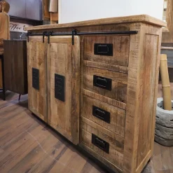 Outlet Etnico Madia in stile moderno Mobile newport 5 cassetti 2 ante scorrevoli di a prezzo scontato- Madie