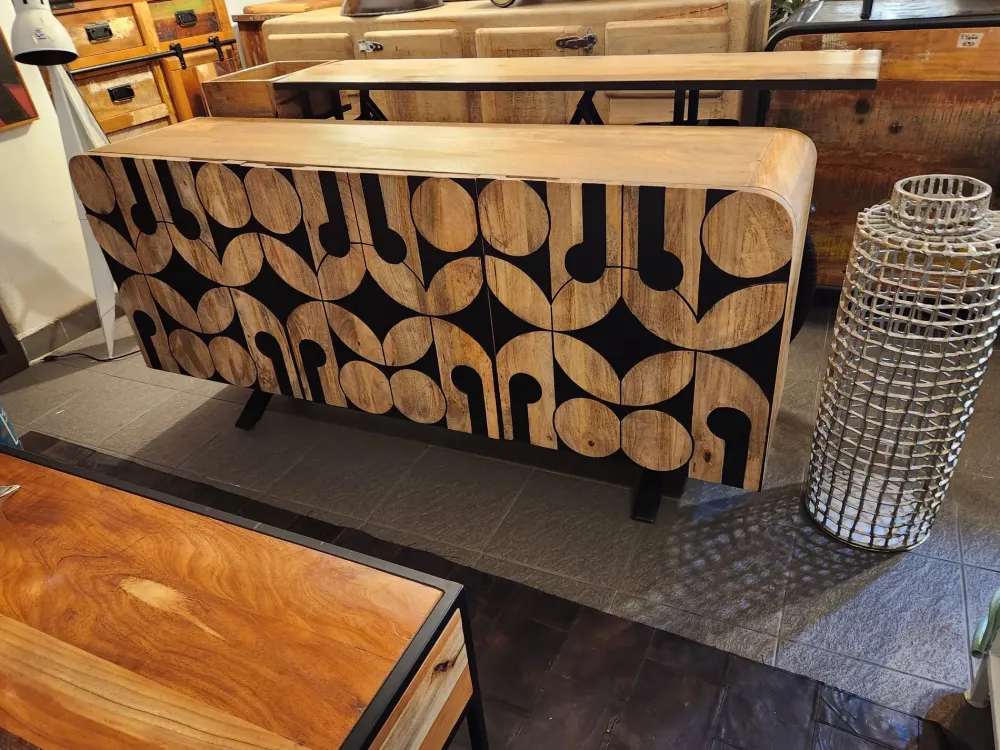 New Madia Madia nagoya etnica vintage industrial black e wood in offerta in stile design di in Offerta Outlet Madie