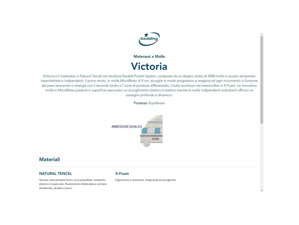 Bedding Materasso Victoria * SCONTATO- Materassi