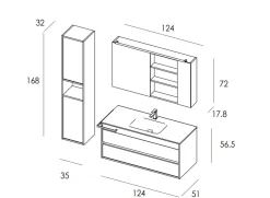 Mobile arredo bagno Sospeso Duetto 01 a prezzo scontato Mobili Bagno Sospeso