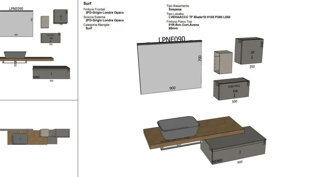 Baxar Mobile arredo bagno Sospeso Surf in offerta- Mobili Bagno Sospeso