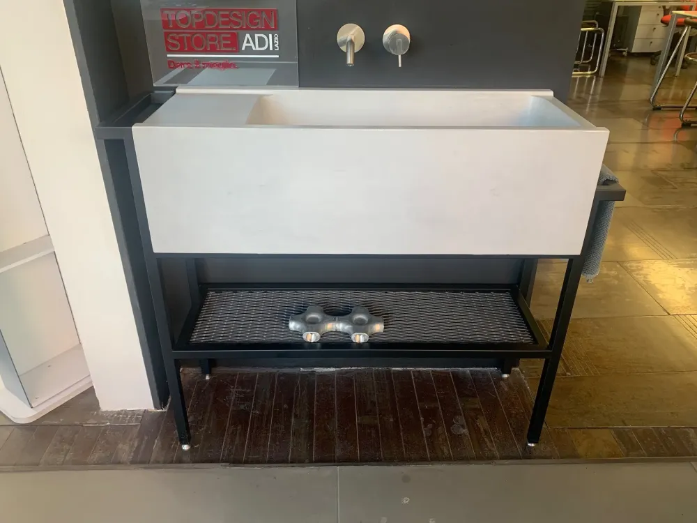 Moab 80 Mobile bagno A terra Elledue lavabo in calcestruzzo con struttura free-standing 105x35x86h cm con forte sconto- Mobili Bagno A Terra