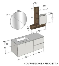 Outlet Mobile bagno in laminato modello M1 system di in Offerta Outlet Mobili Bagno Sospeso