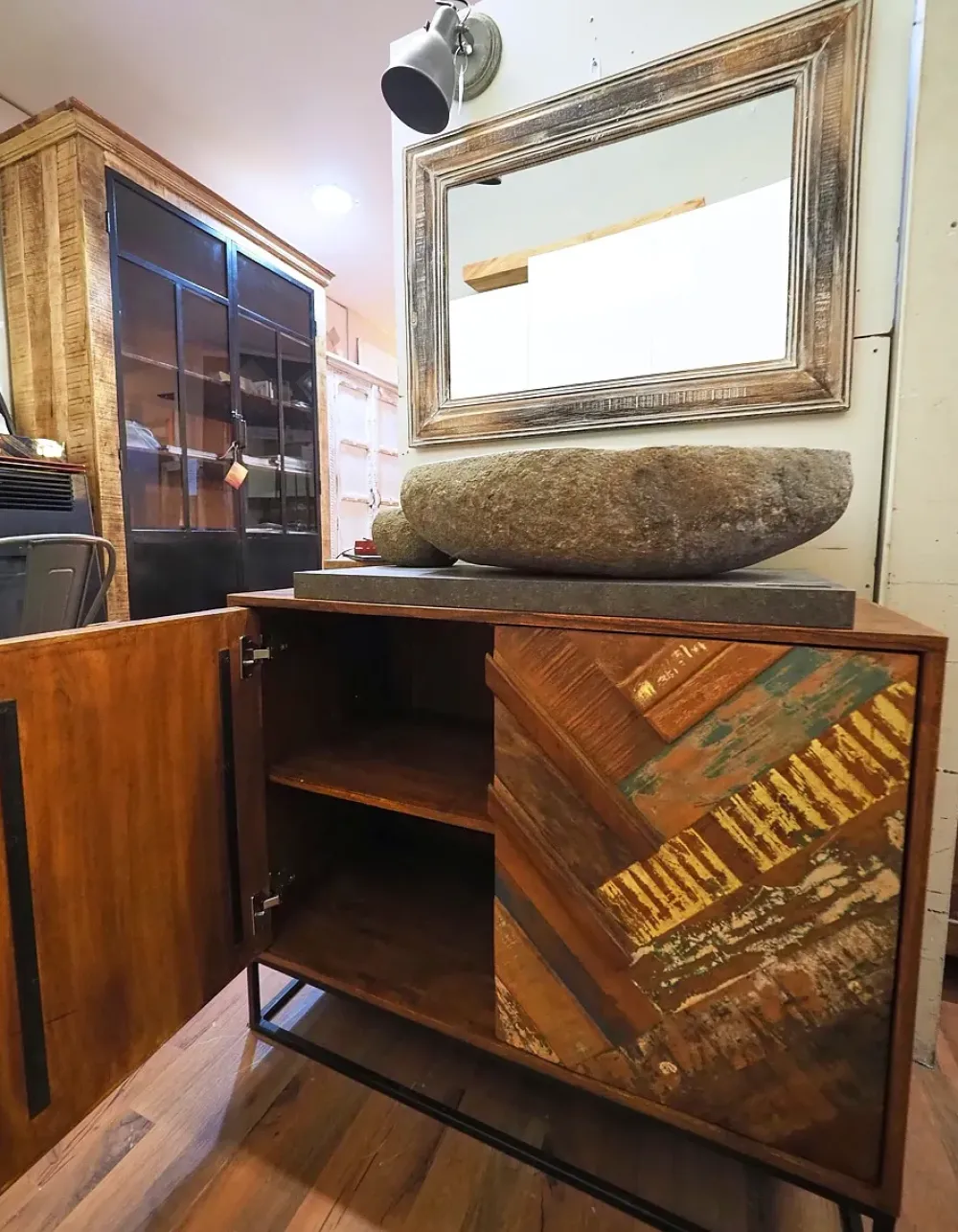 Collezione esclusiva Mobile bagno Mobile bagno industrial colorato in offerta Nuovi mondi cucine SCONTATO a PREZZI OUTLET- Mobili Bagno A Terra