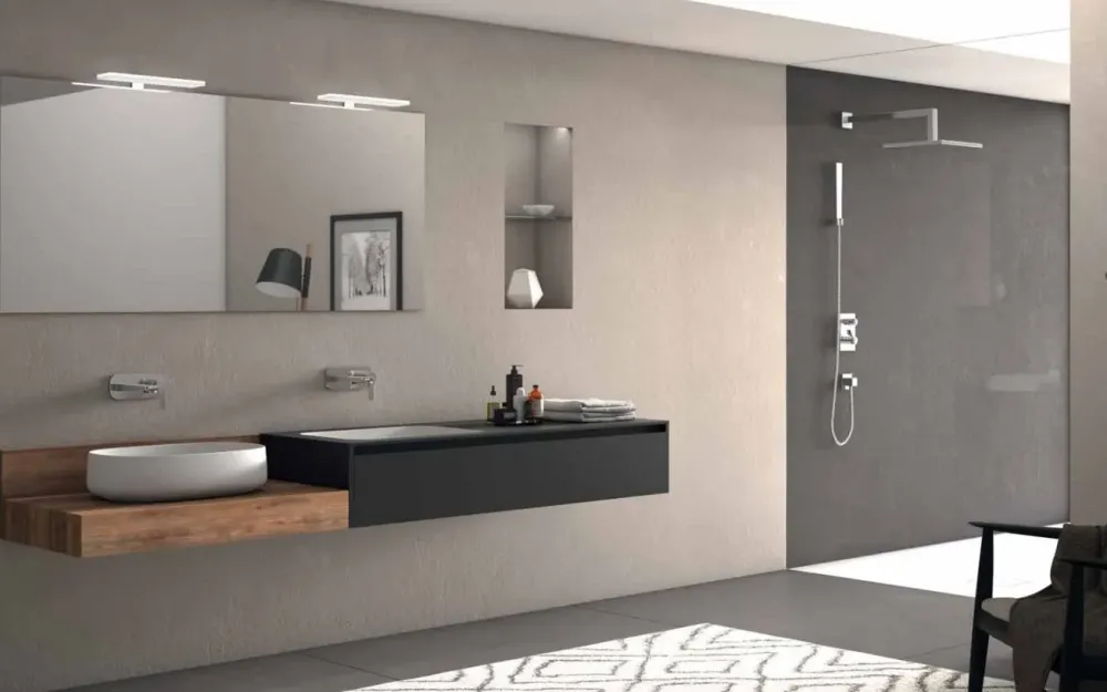 Artigianale Mobile bagno moderno Composizione 2 di in OFFERTA OUTLET - 30%- Mobili Bagno Sospeso
