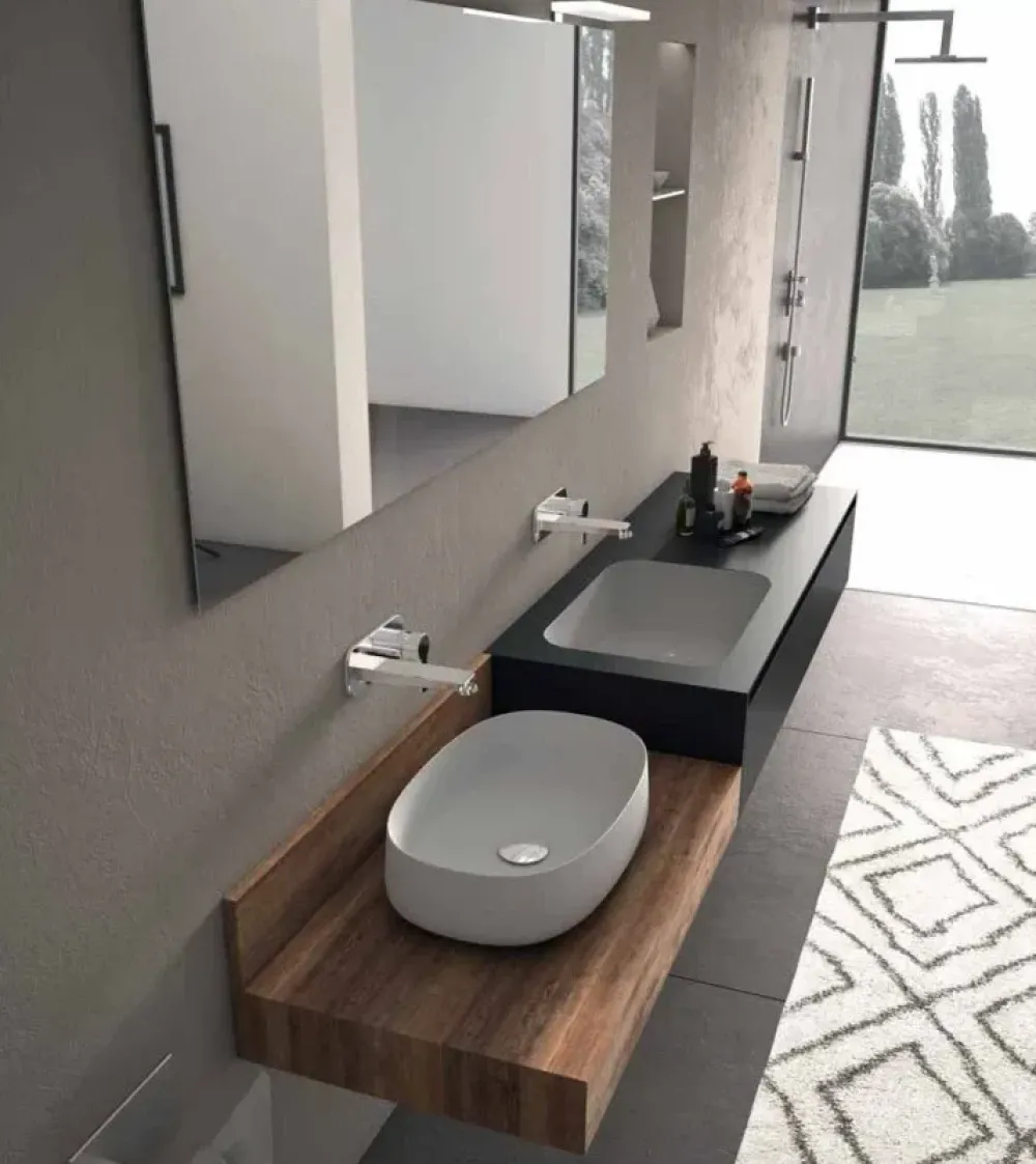 Artigianale Mobile bagno moderno Composizione 2 di in OFFERTA OUTLET - 30%- Mobili Bagno Sospeso