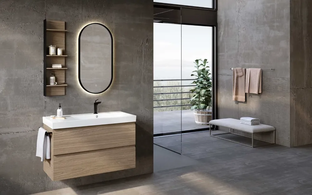 Outlet Mobile bagno Sospeso Block system just c34 a prezzi convenienti Mobili Bagno Sospeso