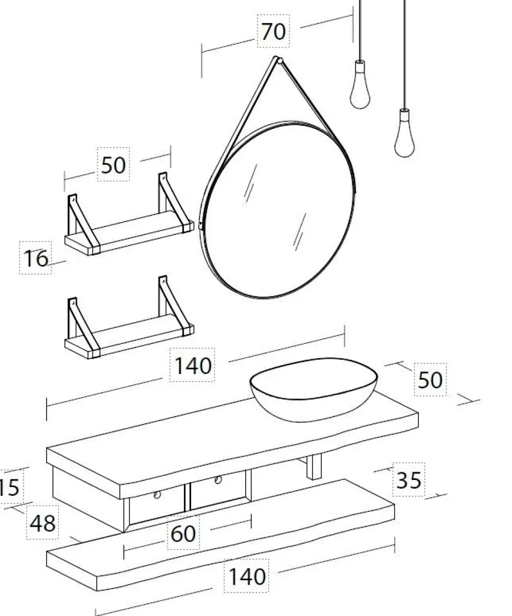 Mobile bagno Sospeso Life 03 a prezzo ribassato^Legnobagno Sale