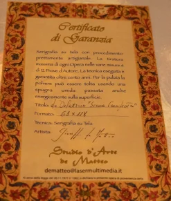 Artigianale Mobile d'antiquariato Quadro cornice foglia argento serigrafia su tela IN OFFERTA OUTLET- Antiquariato