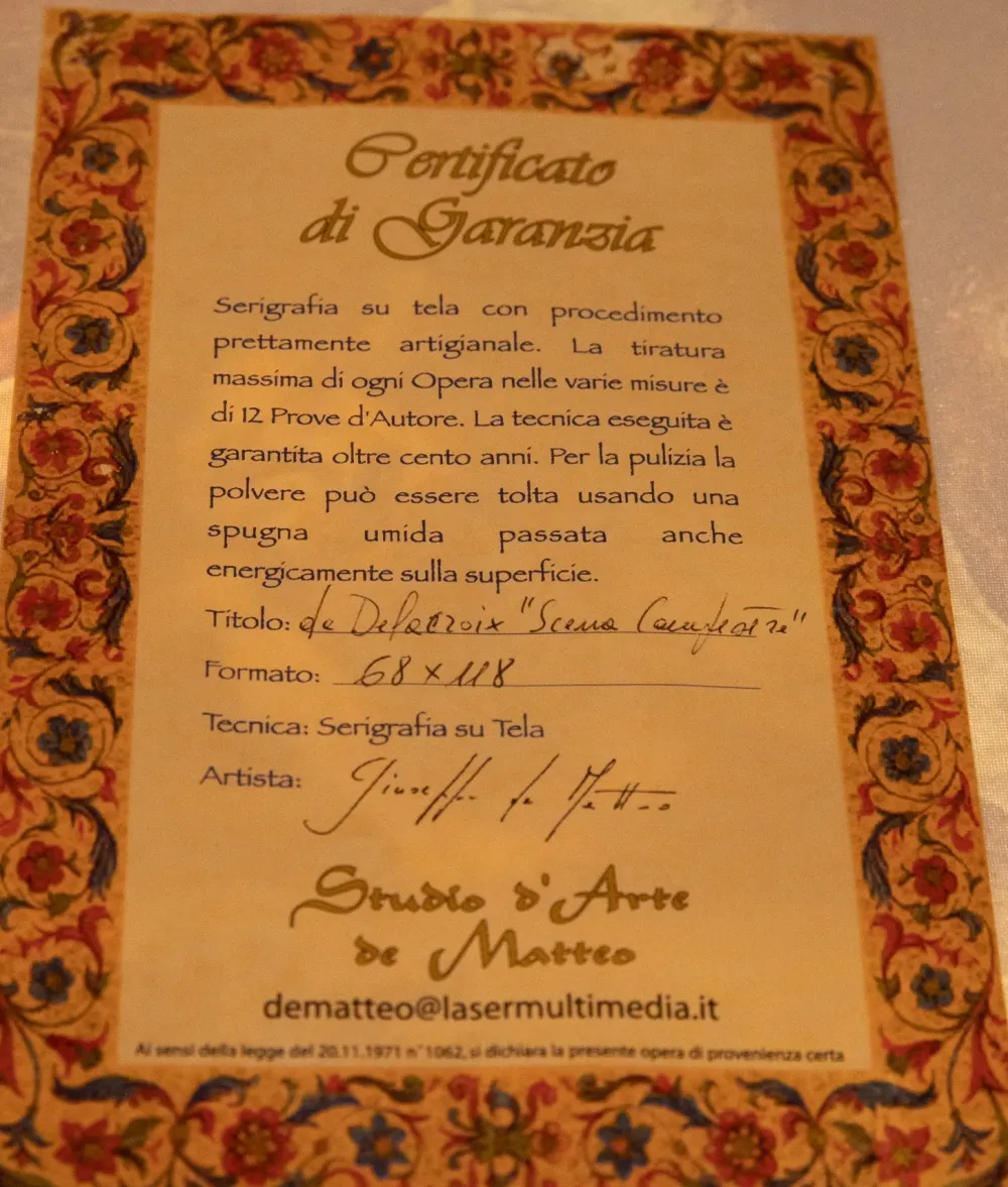 Artigianale Mobile d'antiquariato Quadro cornice foglia argento serigrafia su tela IN OFFERTA OUTLET- Antiquariato