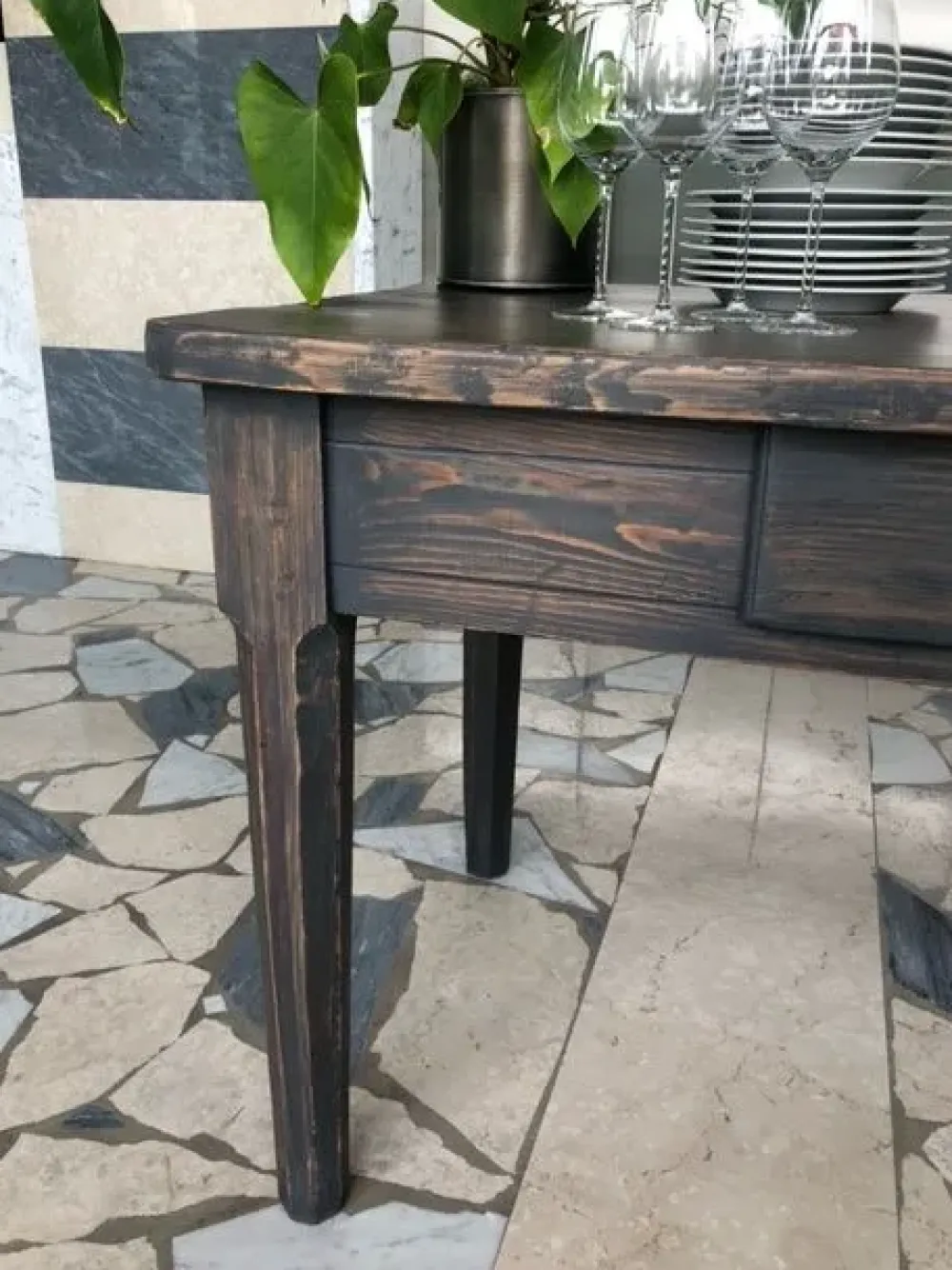 Artigianale Mobile di antiquariato modello Tavolo macellaio a PREZZO SCONTATO- Antiquariato