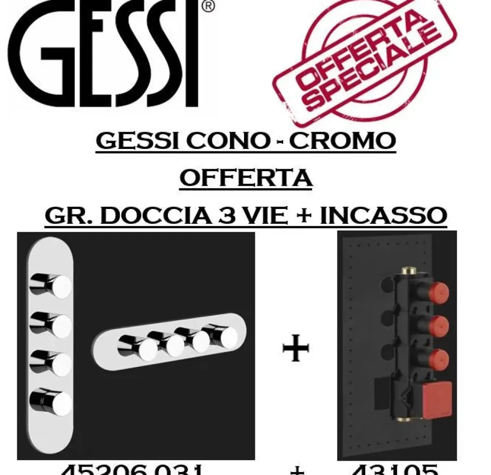 Clearance Mobile per la sala da bagno Cono gruppo doccia 3 vie termostatico parte esterna 45206 031 + parte incasso 43105 a prezzo scontato Mobili Bagno Sospeso