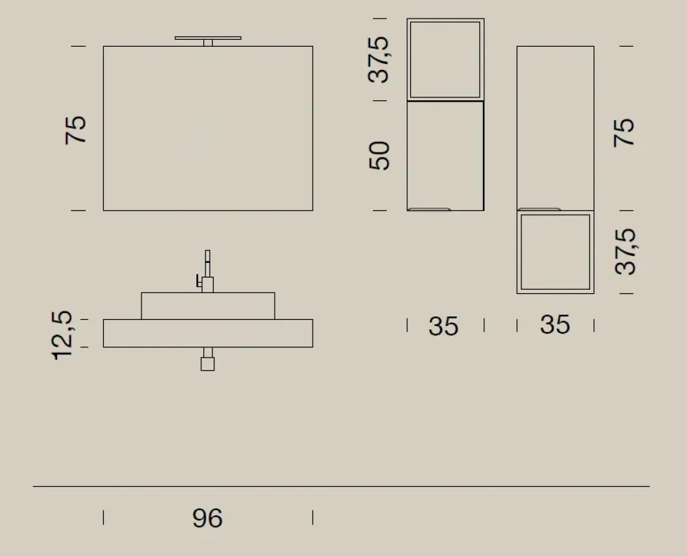 New Mobile per la sala da bagno Up022 a prezzo Outlet Mobili Bagno Sospeso