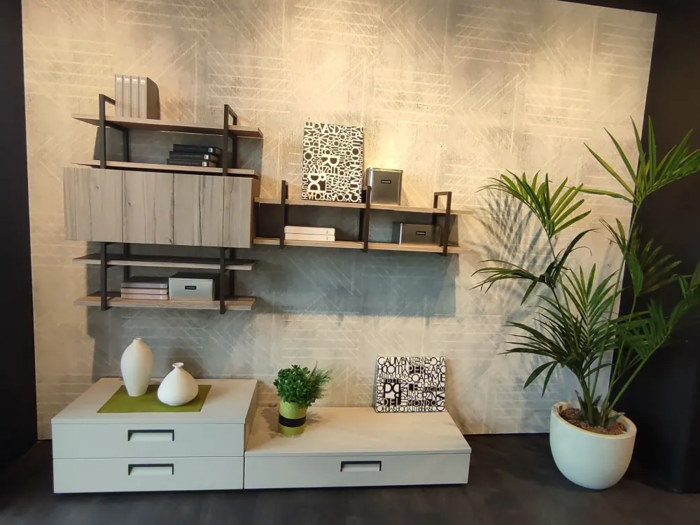 Lube Cucine Mobile soggiorno modello Round di scontato -50%- Pareti Attrezzate