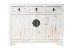 Outlet Etnico Mobile soggiorno modello  credenza china in legno  3 cassetti 2 sportelli  white decape' di a PREZZI OUTLET- Madie