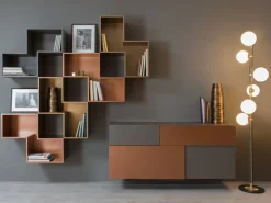Mobile soggiorno modello Credenza fly deco e mensole cube outlet di scontato -45% Pareti Attrezzate