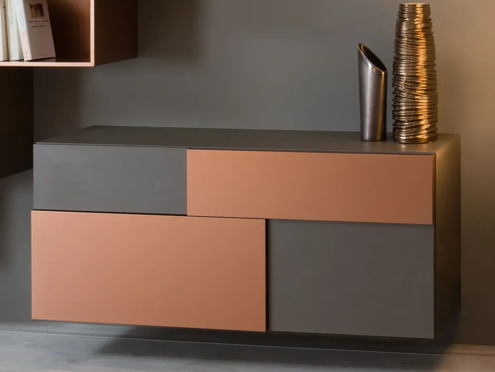 Mobile soggiorno modello Credenza fly deco e mensole cube outlet di scontato -45% Pareti Attrezzate