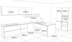 Cucine Store OFFERTA Cucina ad angolo con bancone LINEA di (340X215cm)- Cucine Ad Angolo|Cucine Design