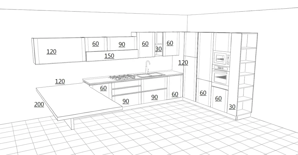 Outlet OFFERTA Cucina ad angolo con BANCONE CUCINE MODELLO DADA Cucine Ad Angolo|Cucine Moderne