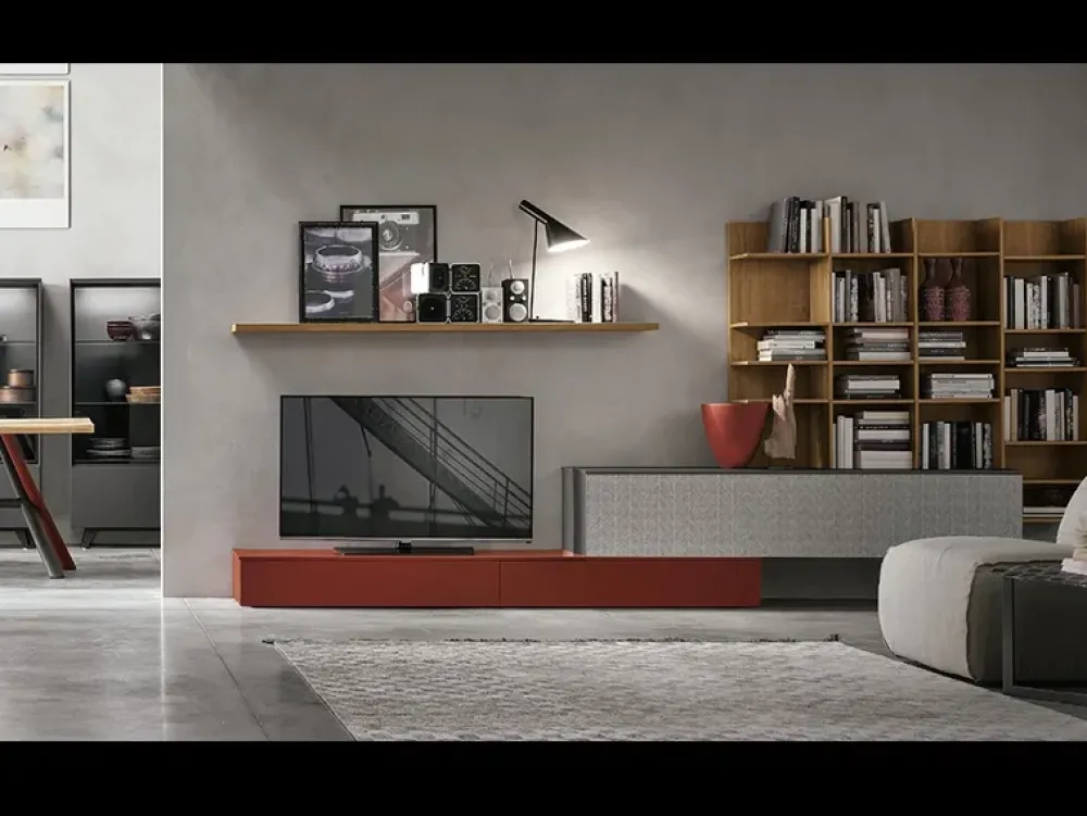 Tomasella Parete attrezzata A114 in stile moderno a prezzo ribassato- Pareti Attrezzate