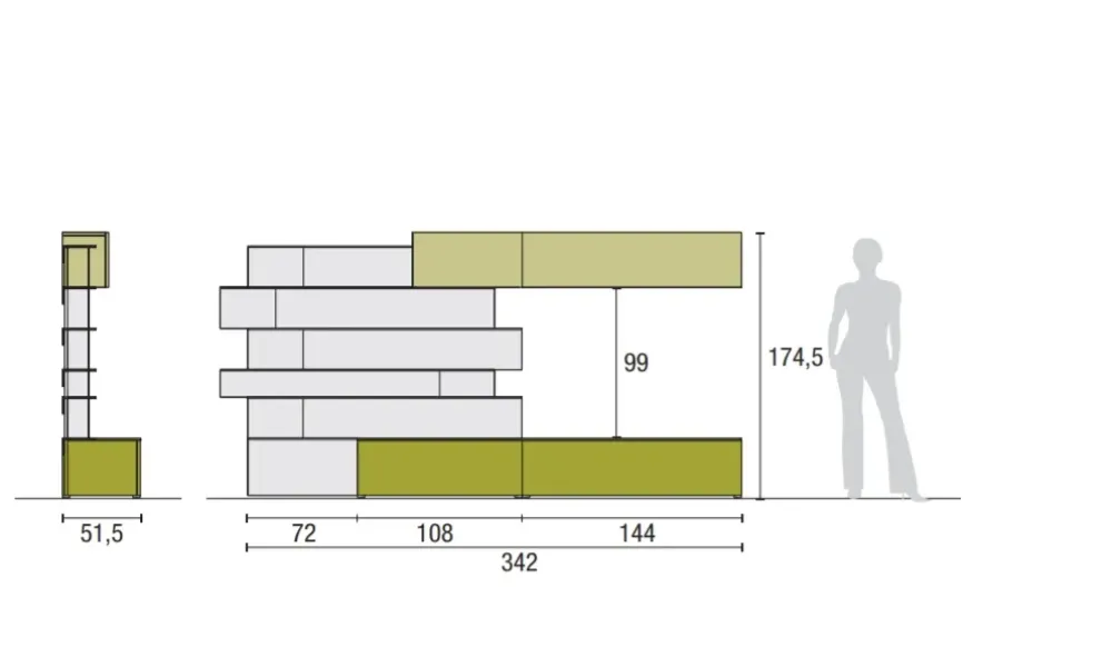 Tomasella Parete attrezzata Atlante skt37 in stile design a prezzo scontato- Pareti Attrezzate