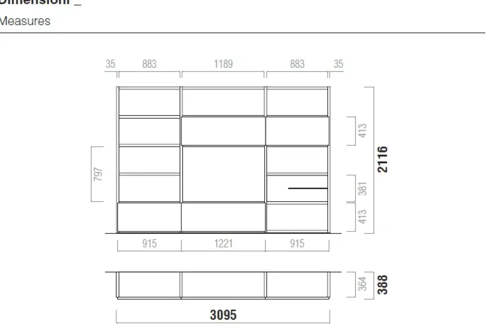 Hot Parete attrezzata Composizione soggiorno aura 040 in stile design a prezzo scontato Pareti Attrezzate