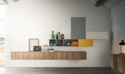 Alf Da Fre Parete attrezzata Composizione soggiorno laccato e impiallaciato legno di in OFFERTA OUTLET- Pareti Attrezzate