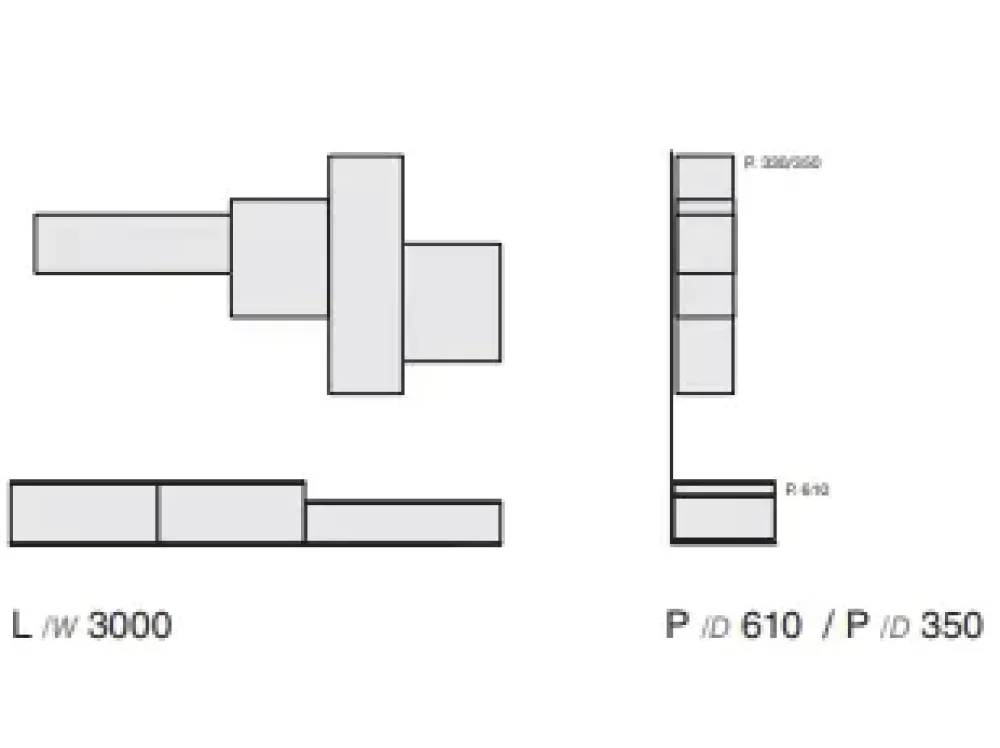 Parete attrezzata Composizione disegual - 3rf 1010 in stile moderno a prezzo ribassato^Favero Online