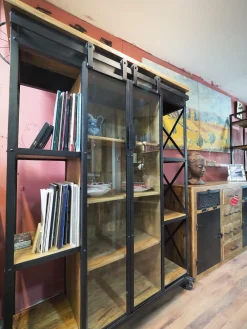 Outlet Etnico Parete attrezzata Composzione soggiorno industrial new york in stile moderno a prezzo scontato- Pareti Attrezzate